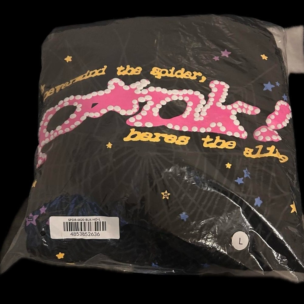 Sp5der hoodie pink black